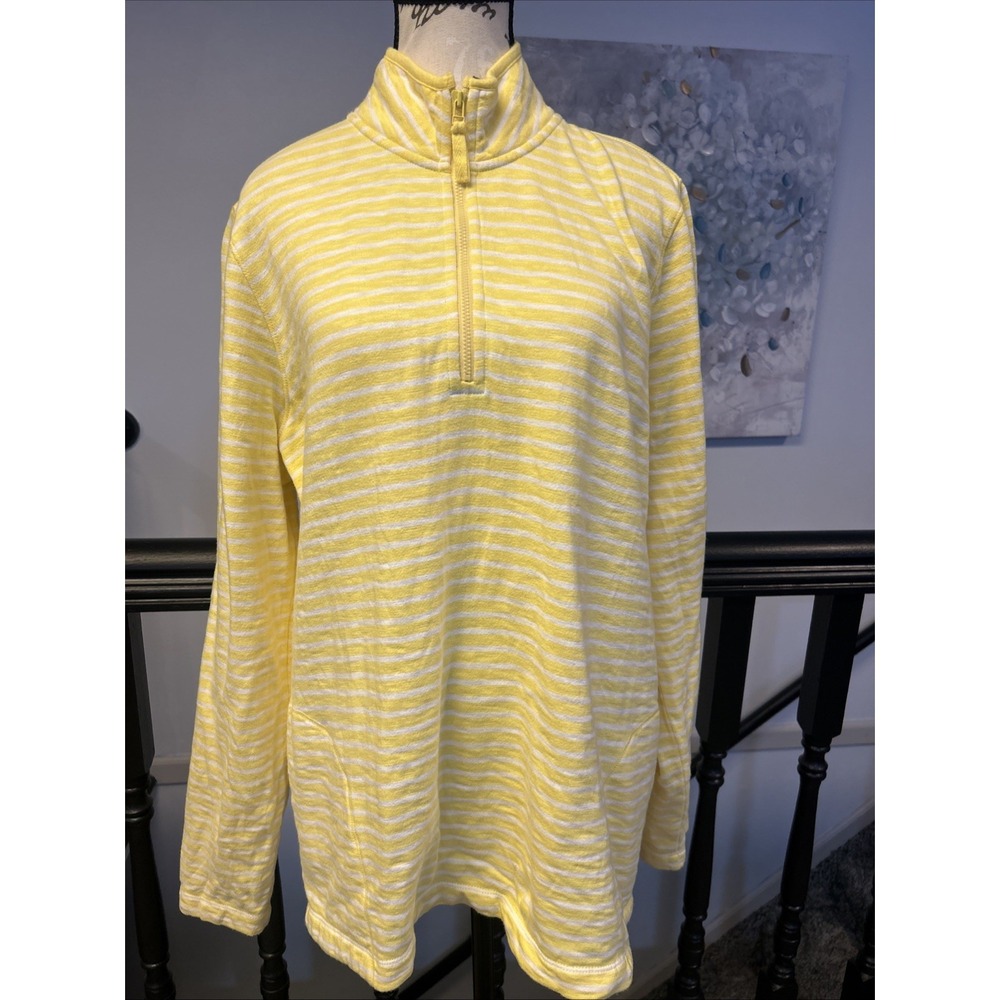 Orivs Women's Size XL Yellow Striped 1/4 Zip Pullover Sweater Jacket